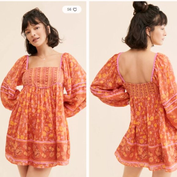 Free People Babydoll Dress Endless Afternoon Floral Mini Boho  Size M NWT - Picture 2 of 14